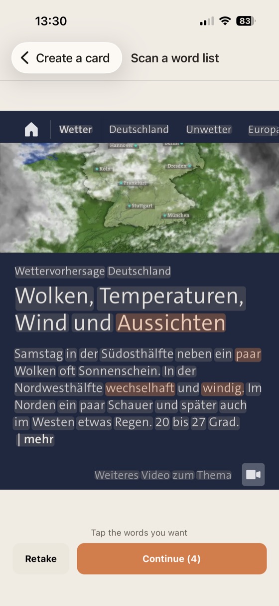 A German weather report photographed in the VOKAR scanner